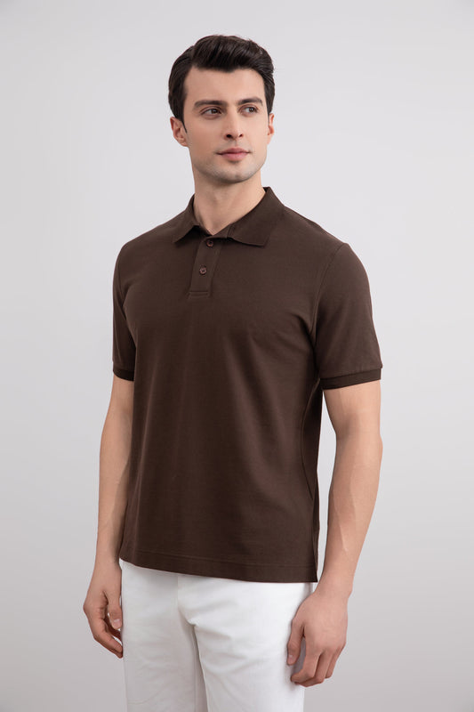 Brown Cotton-Piqué Polo Shirt