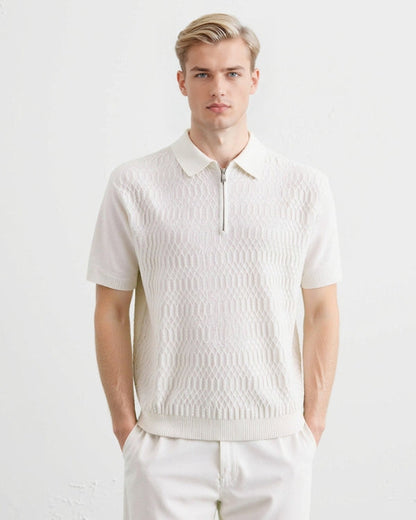 Textured Zip Polo Knit
