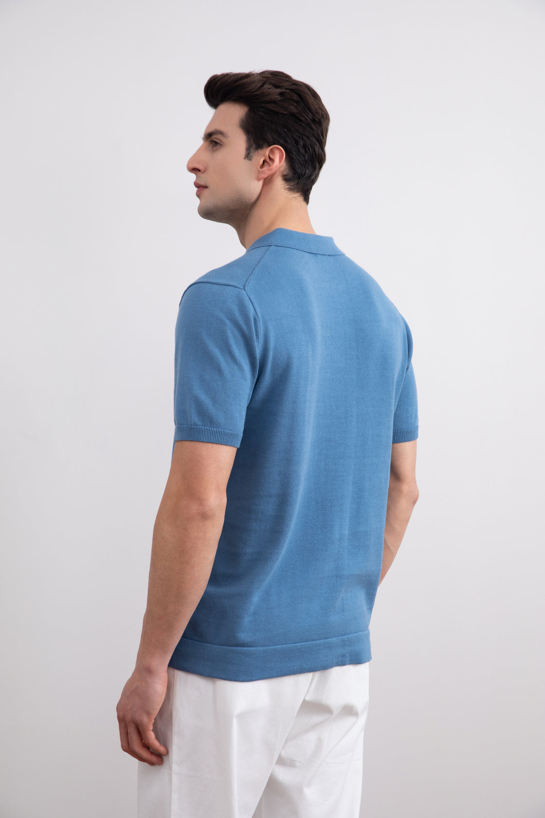 Dusty Blue Open Polo T-shirt
