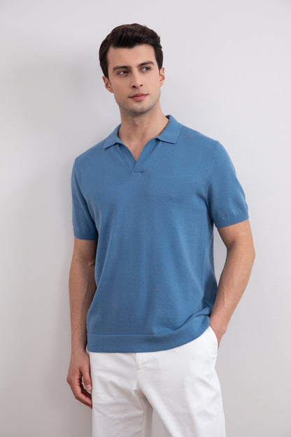 Dusty Blue Open Polo T-shirt