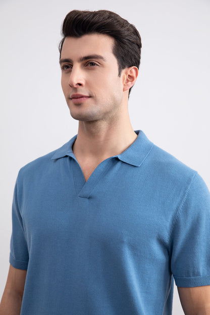 Dusty Blue Open Polo T-shirt