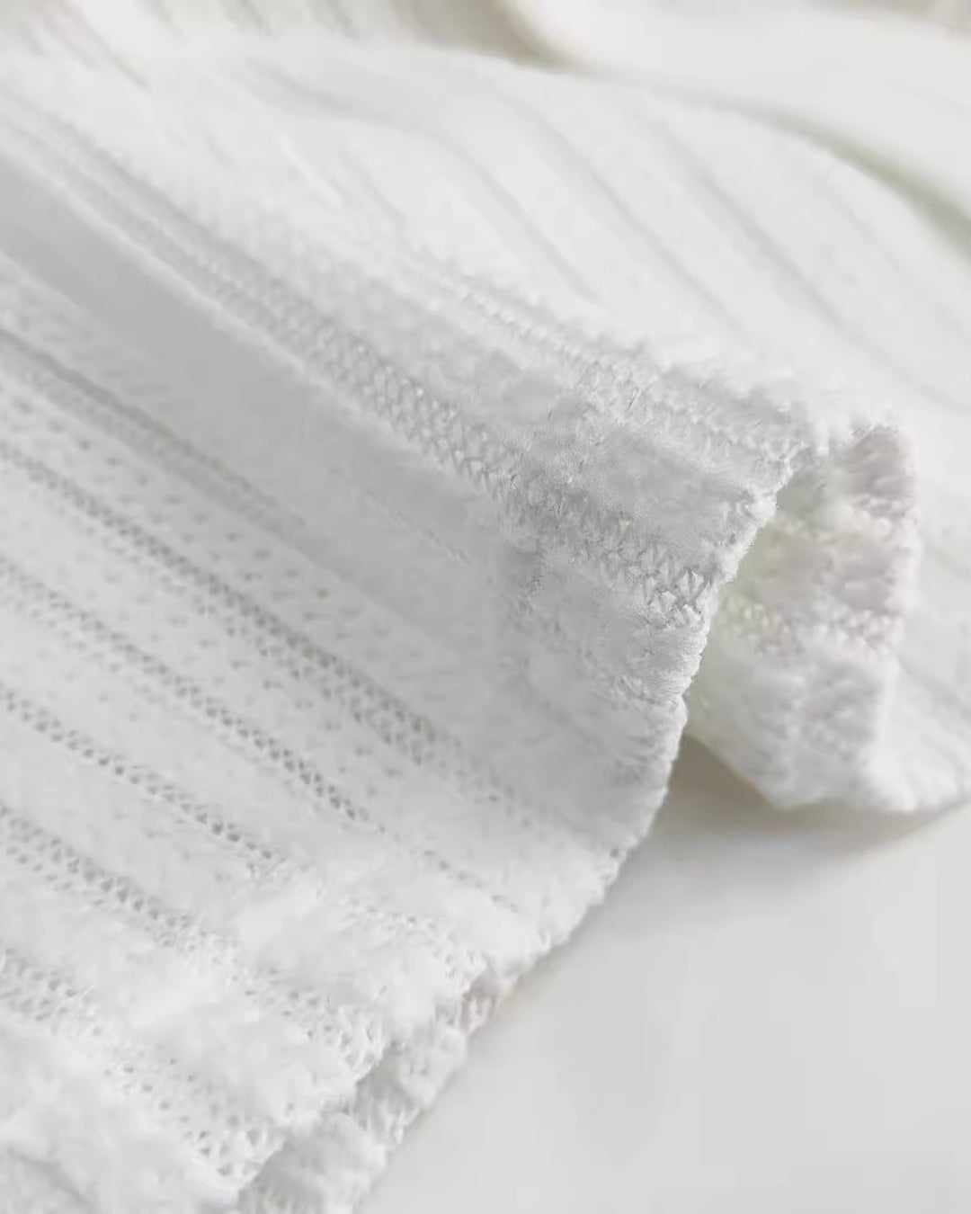 Ivory Textured Knit Polo Shirt