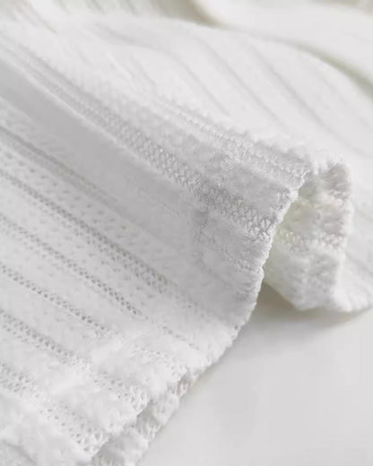 Ivory Textured Knit Polo Shirt