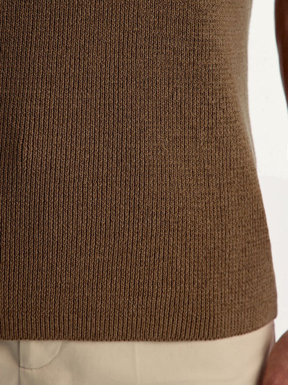 Cotton and linen polo shirt Mocca