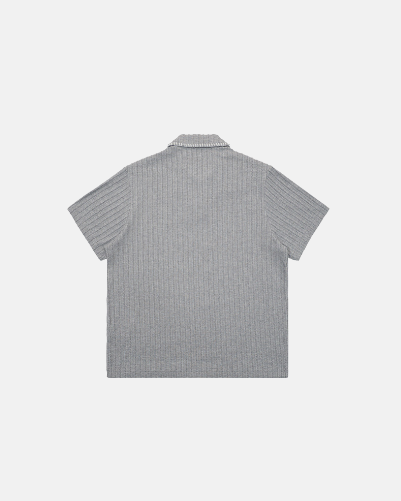Ribbed Knit Polo Shirt