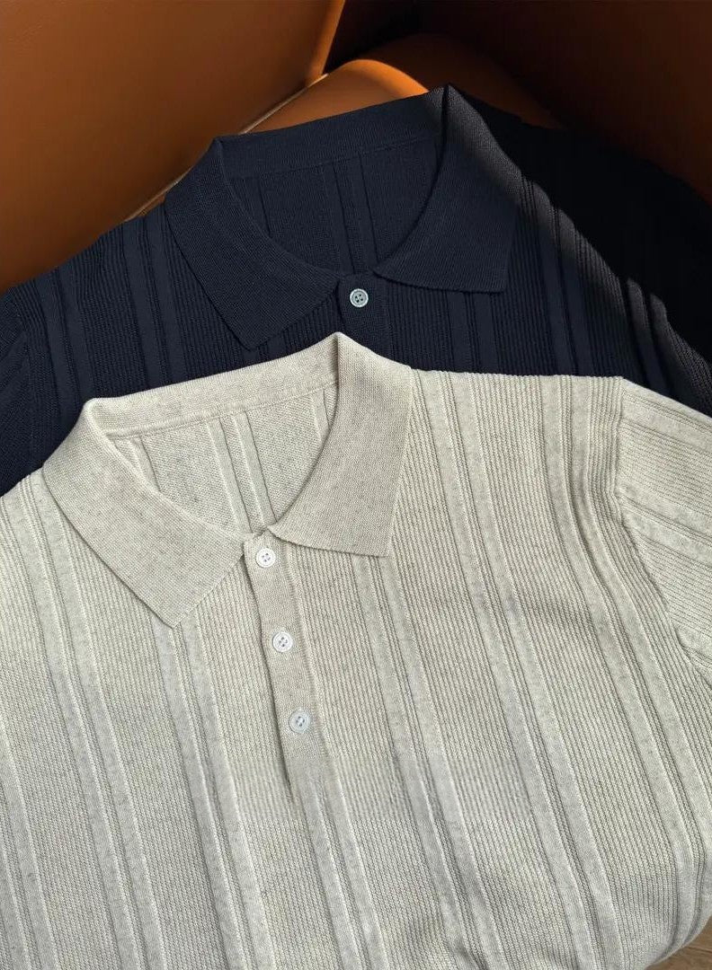 Ribbed Cotton Polo Shirt