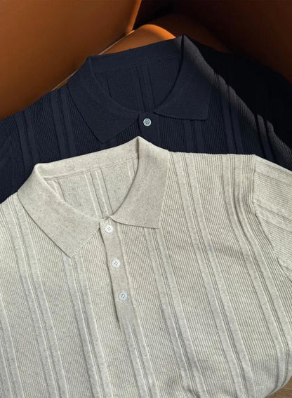 Ribbed Cotton Polo Shirt