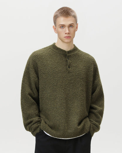 Heritage Wool Blend Oversized Polo Sweater