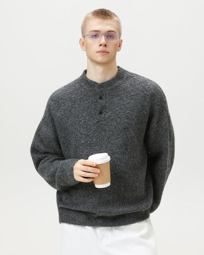 Heritage Wool Blend Oversized Polo Sweater