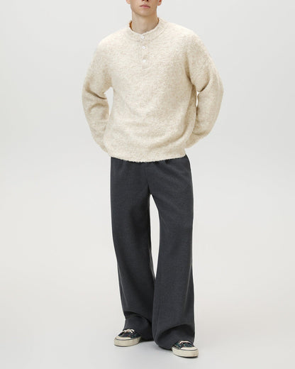 Heritage Wool Blend Oversized Polo Sweater