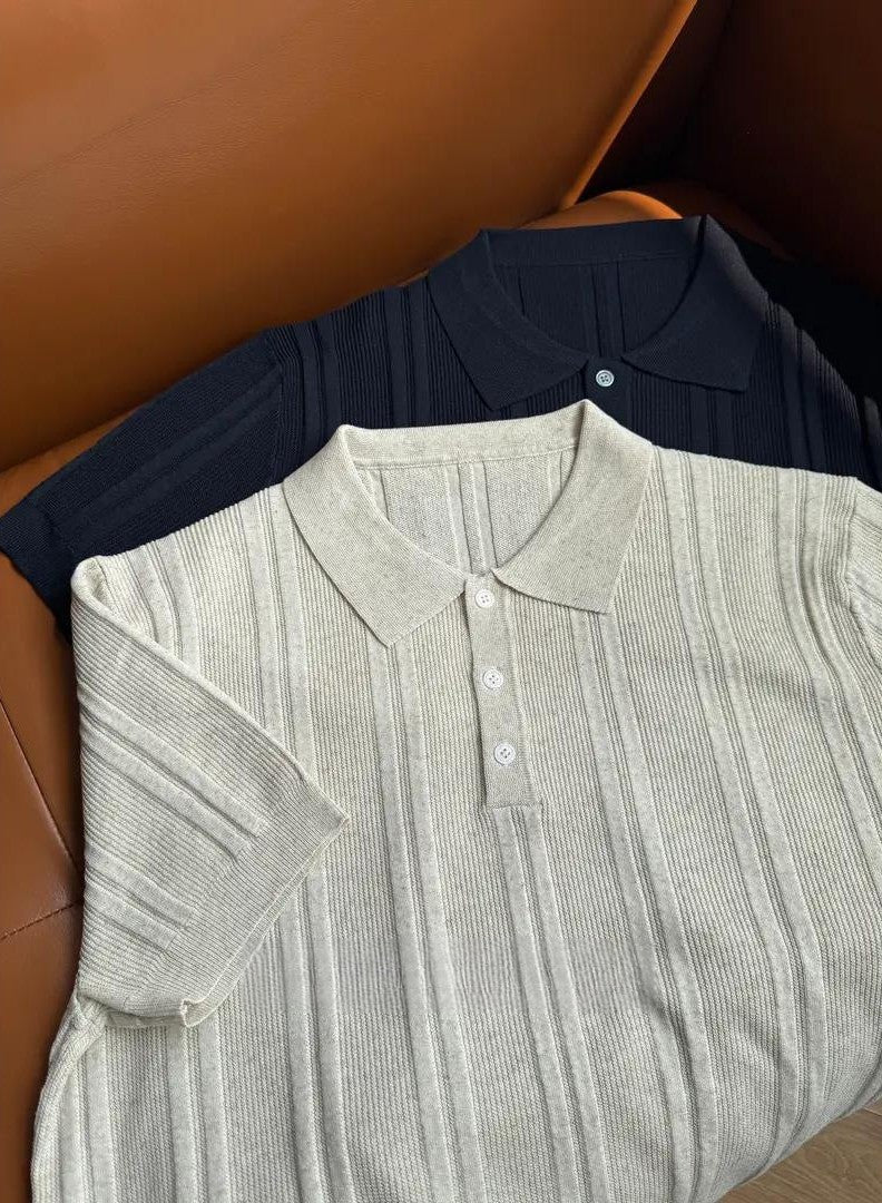 Ribbed Cotton Polo Shirt