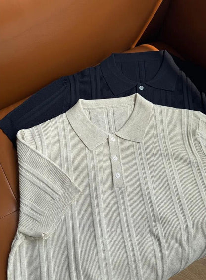 Ribbed Cotton Polo Shirt