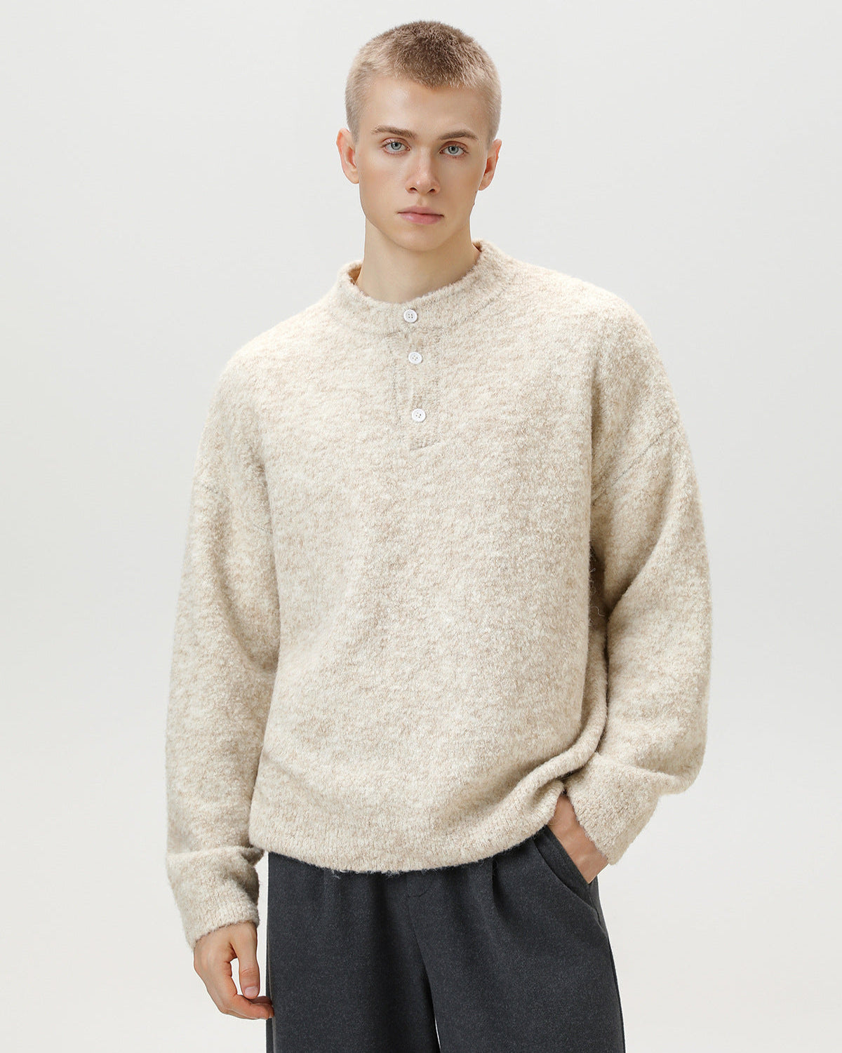 Heritage Wool Blend Oversized Polo Sweater